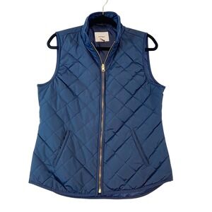 Old Navy Women's Quilted Vest Navy Blue Full Zip Collar Medium Puffer Sleeveless